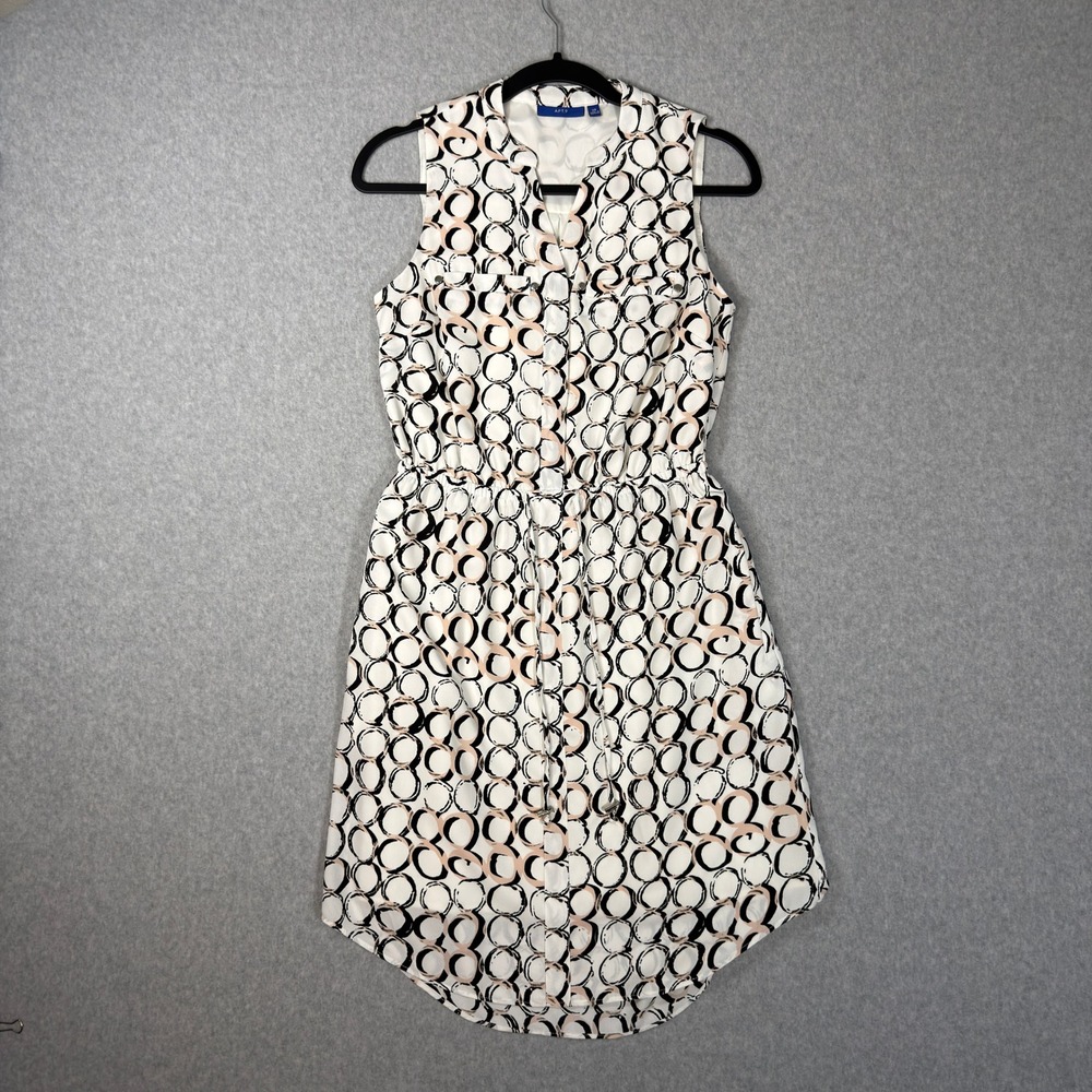 Apt. 9 Womens XS Sleeveless Shirt Dress Geometric Circle Print Elastic Waist